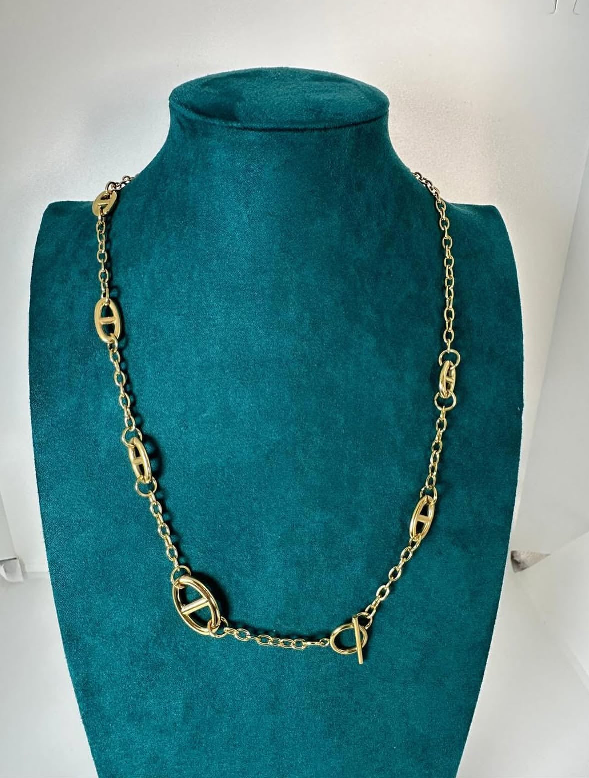 Collar Cadena Larga de Eslabones Estilizados