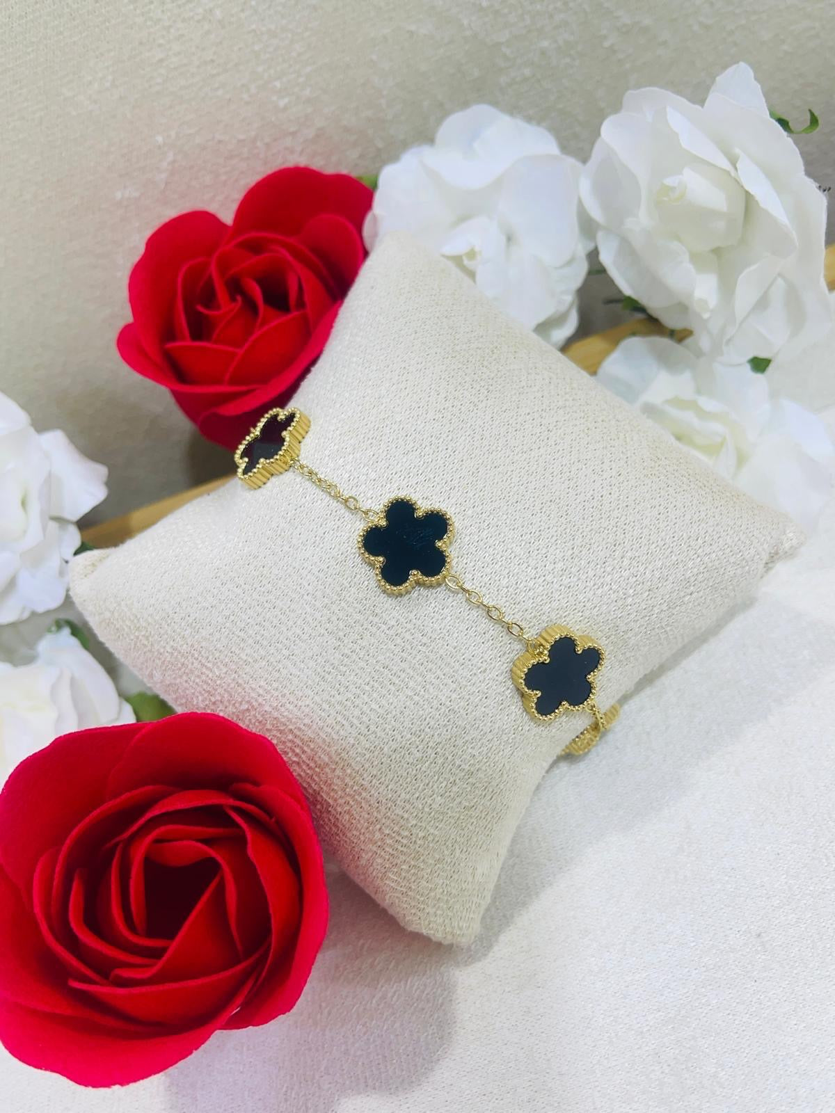 Essence- Pulsera floral en acero inoxidable y chapado en oro