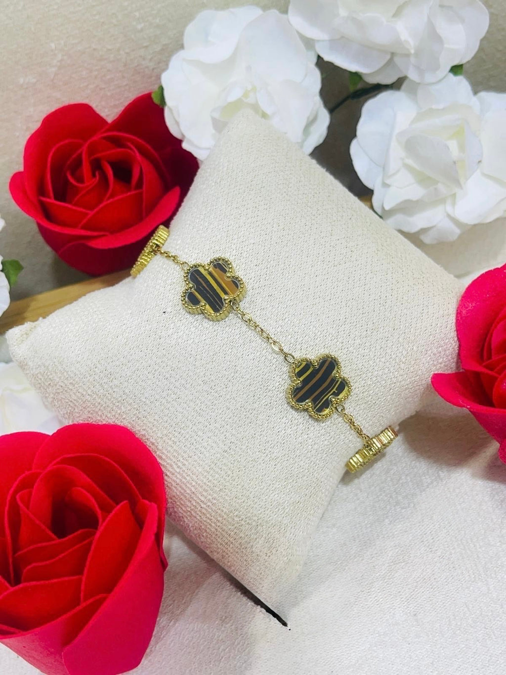 Essence- Pulsera floral en acero inoxidable y chapado en oro