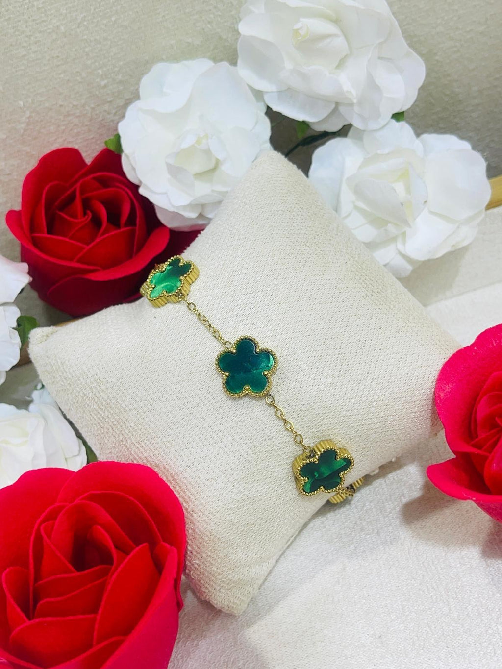 Essence- Pulsera floral en acero inoxidable y chapado en oro